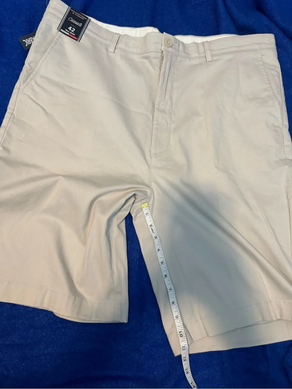 TWO Pairs:  Roundtree & Yorke Casuals Men's Khaki and Gray Shorts - 42 Tall